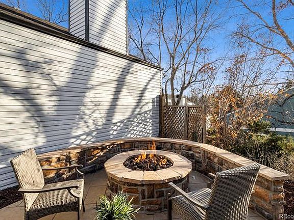 Fenced-in yard with gas fireplace