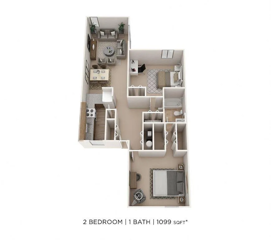 Floor plan Two Bedroom- 1,099 sqft