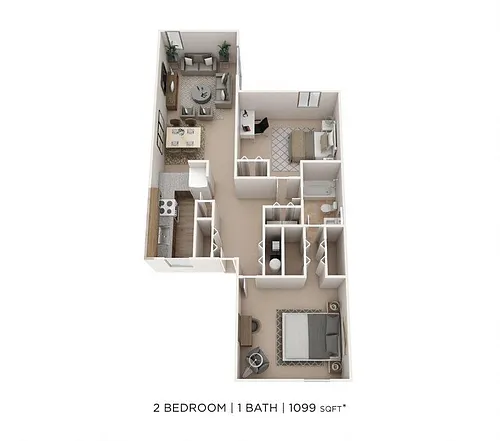 Floor plan Two Bedroom- 1,099 sqft