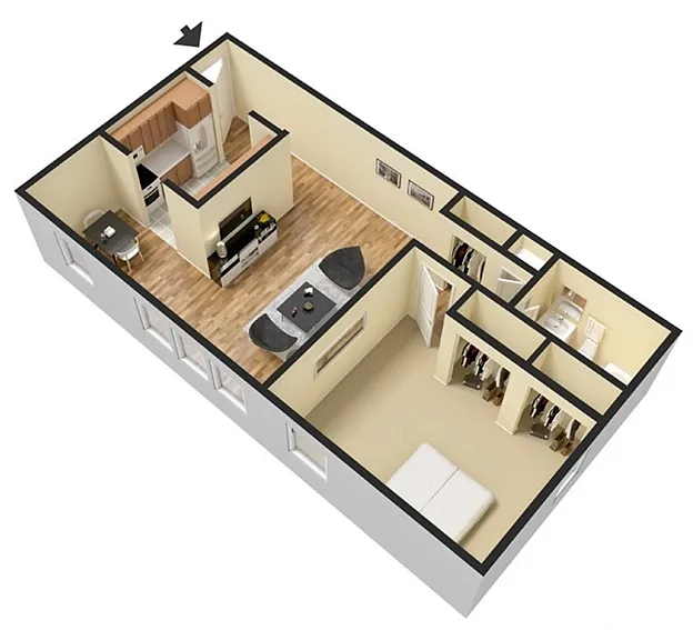 Floor plan 1 Bedroom Apartment - L Style