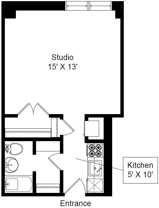 Floor plan Renovated South-facing Studio