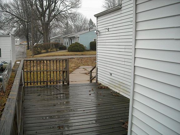 Stairs off the back side of house, deck is L shaped 16'9" x 10' plus 4'5" x 7'1"