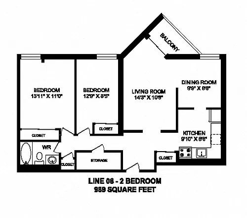 Floor plan 2 Bed 1 Bath B