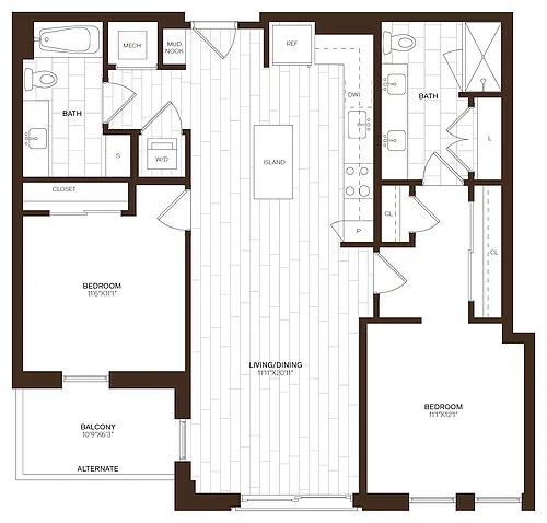 Floor plan 2 Bed/2 Bath-B21
