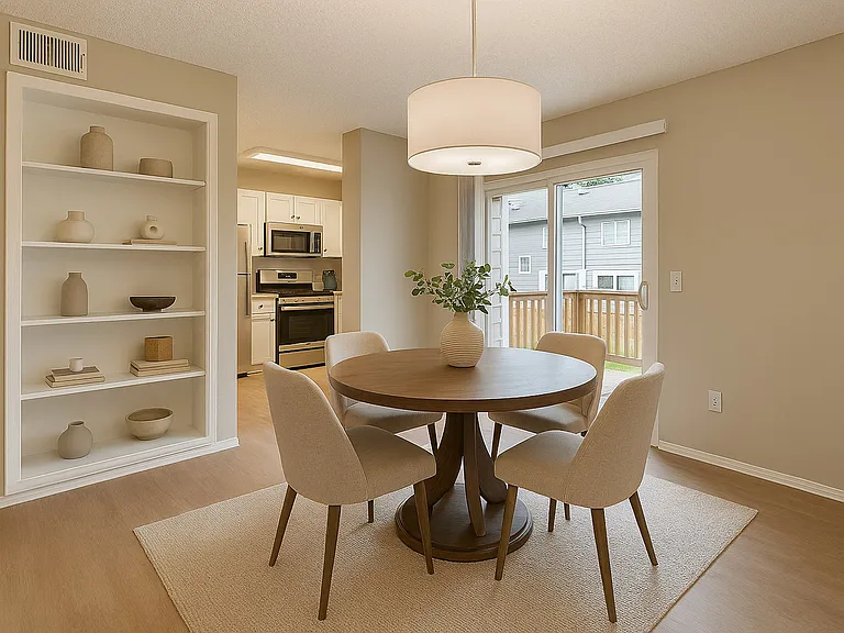 Modern dining room and renovated kitchen Modern dining room and renovated kitchen