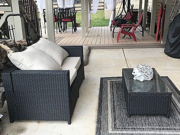 Patio and deck off basement 