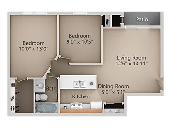 Floor plan 2 Bedroom Standard
