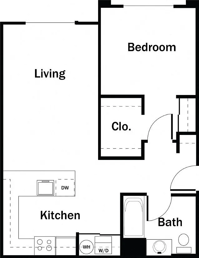 Floor plan 1 Bedroom, 1 Bath B - Renovated