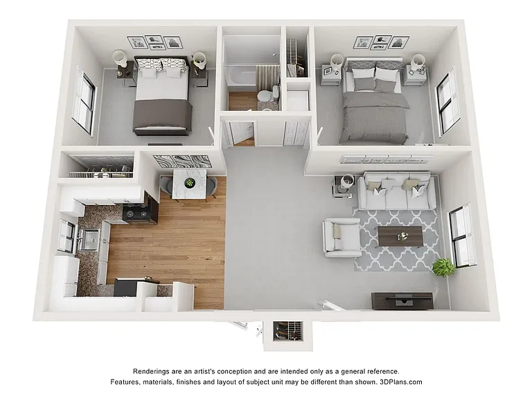 A photo of our 2x1 floor plan, The Sunset.