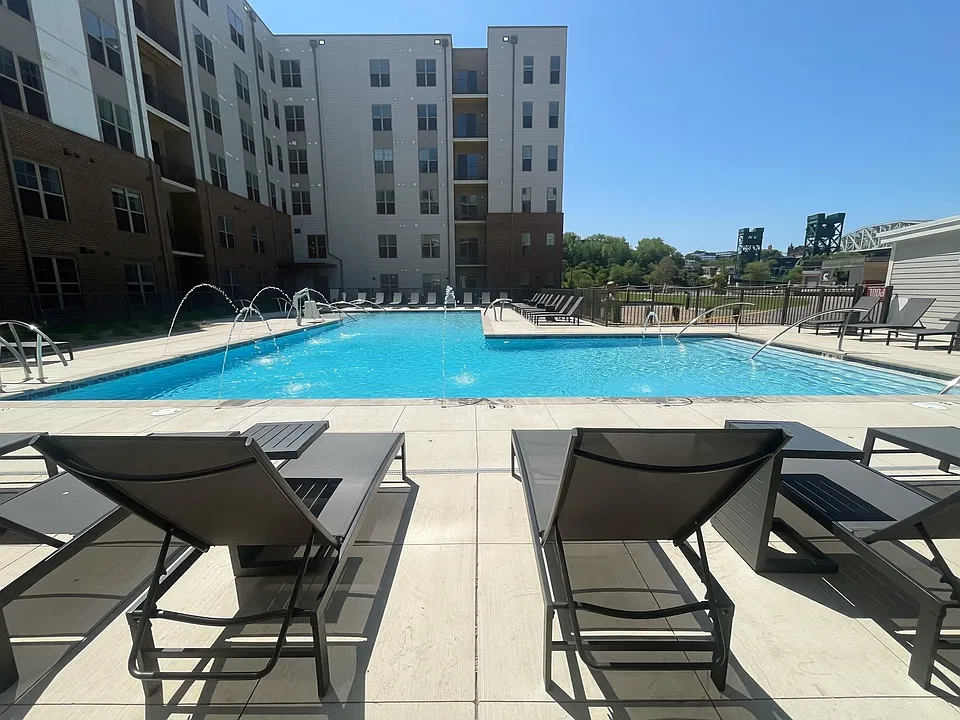 River front views resort style pool at Triton at the Flats