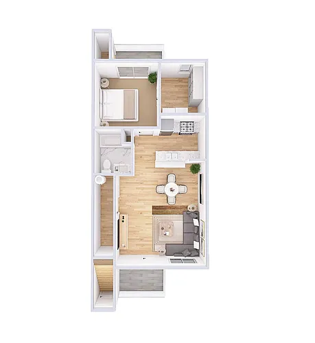 Floor plan 1 Bed, 1 Bath