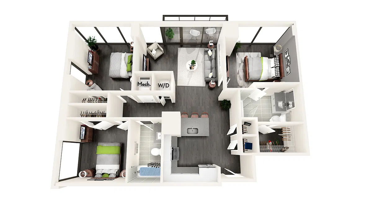 Floor plan AZD1 3 BEDROOM AND 2 BATH