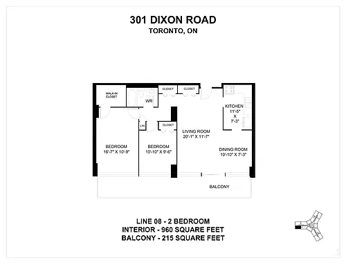 Floor plan 2 Bedroom 2 Bed 1 Bath 5