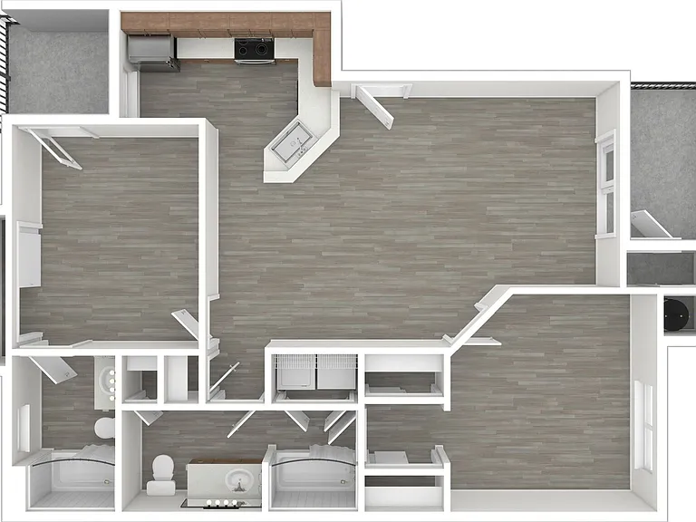 2 BD / 2 BA, 913-928 SF