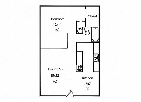 Floor plan 1 bedroom 1 bath