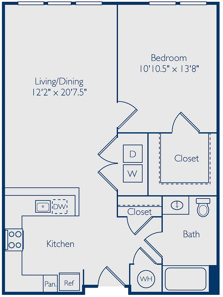 Floor plan 1 Bed 1 Bath A1O