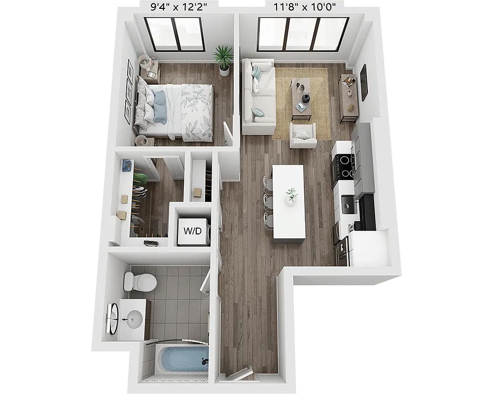 Floor plan One Bedroom A1J