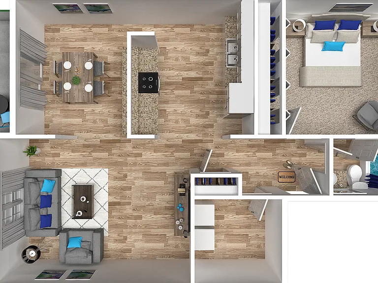 Explore the refined layout of this urban apartment, perfectly crafted for contemporary living. Explore the refined layout of this urban apartment, perfectly crafted for contemporary living.