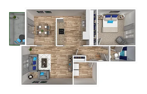 Floor plan One Bedroom One Bath Large - W/D Connections
