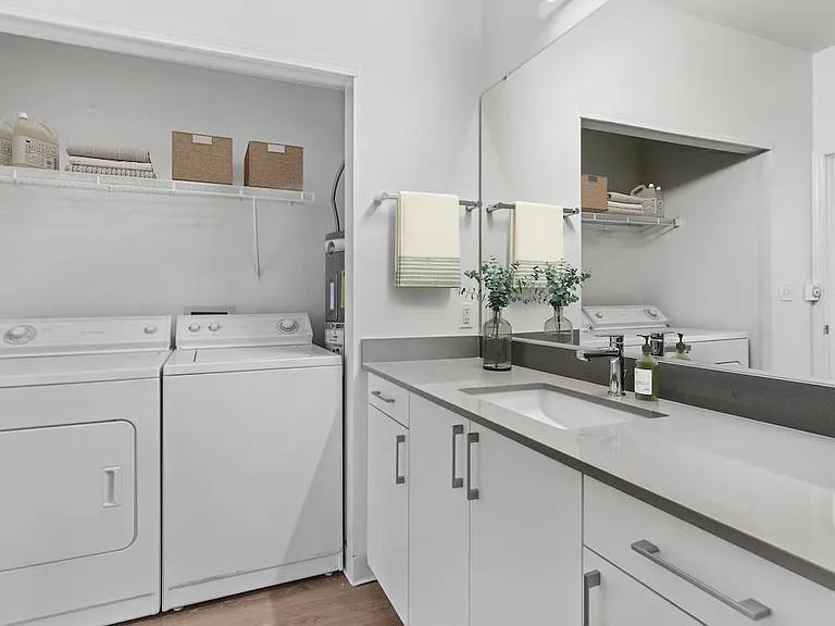 Renovated Package I bath with washer and dryer
