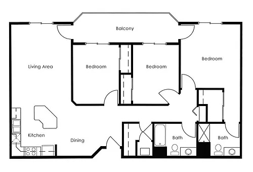 Floor plan 3 Bed 2 Bath | 1408 sqft