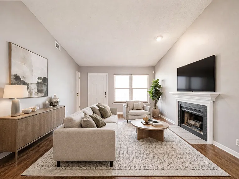 Living room area virtually staged