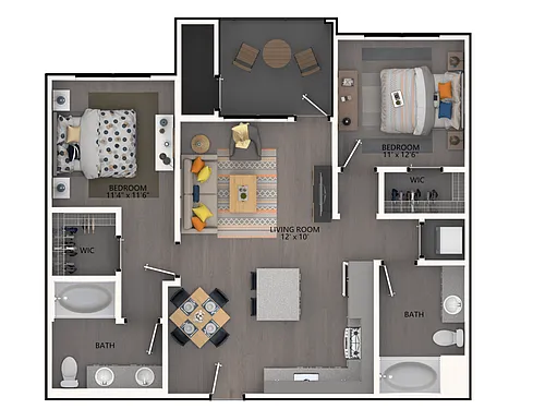 Floor plan Two BR Two BA B2