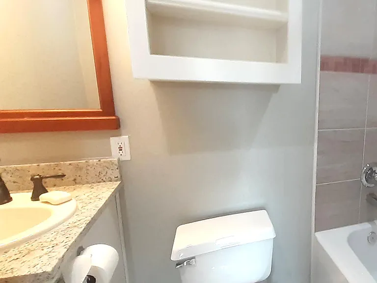 Front bathroom with tub and shower