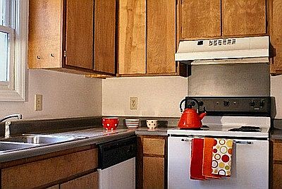 Loads of wood cabinets