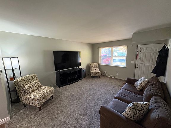 Living room with large window.