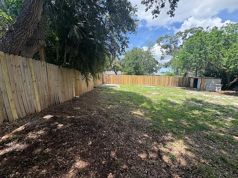 large back yard and storage shed