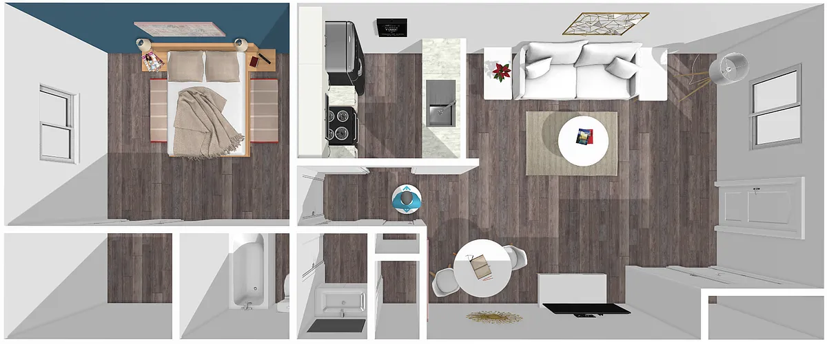 Floor plan 1 Bedroom, 1 Bathroom