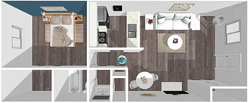 Floor plan 1 Bedroom, 1 Bathroom