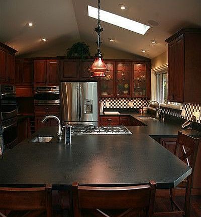 Antiqued Black Honed Granite Peninsula