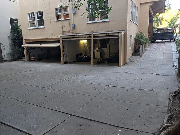 Rear, garages