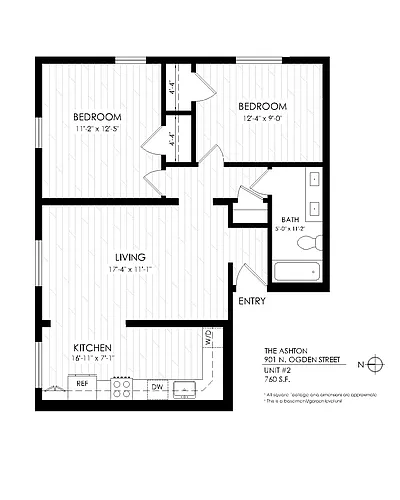 Floor plan 2-Bedroom-Hardwood