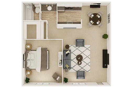 Floor plan A1: 1 Bed 1 Bath