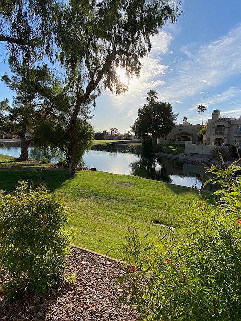View from spacious private patio overlooking the lake adjacent to the AZ Biltmore Links 12th green