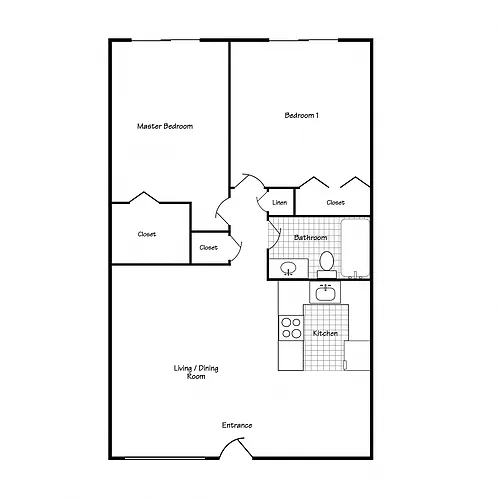 Floor plan 2 Bed 720