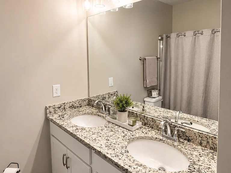 This is the upstairs full size bathroom with double vanity