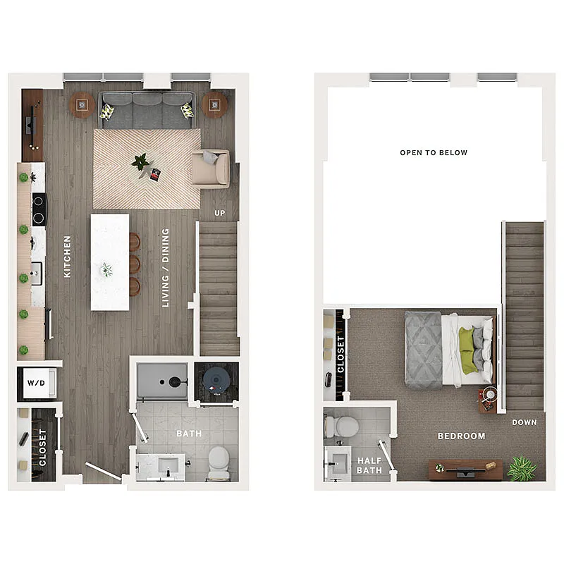 Floor plan 1BR/1.5BA - A2PH