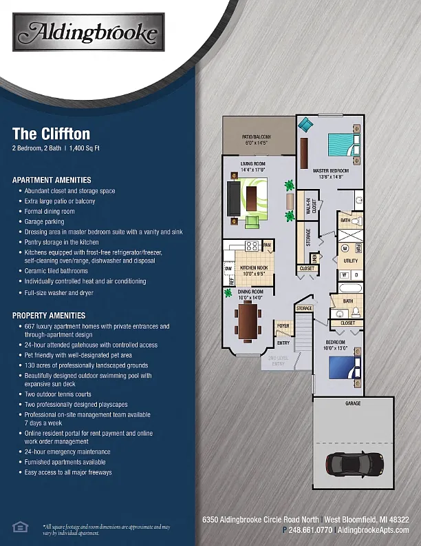 Floor plan Cliffton - includes a 1 car garage
