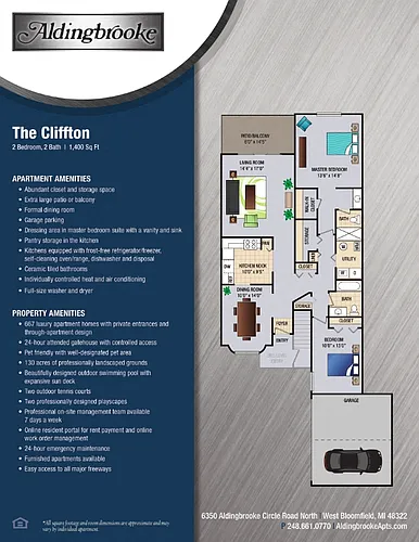 Floor plan Cliffton - includes a 1 car garage