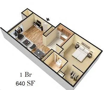 Floor plan 1 Bedroom Silver