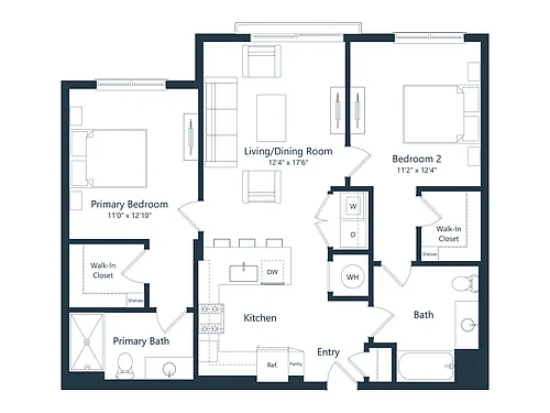 Floor plan C3 | 2 Bed | 2 Bath