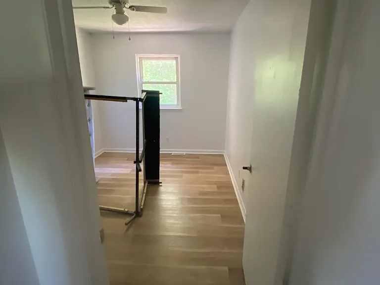 bedroom with ceiling fan light