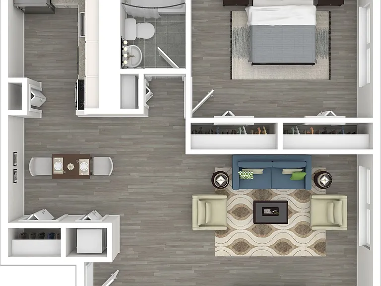 1x1 C - 610 sq ft, with large living area