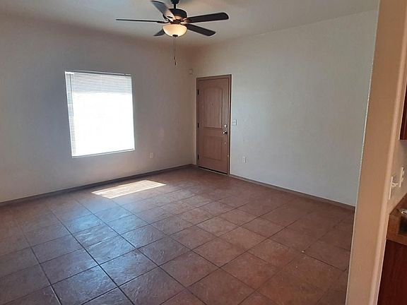 Front door and living room