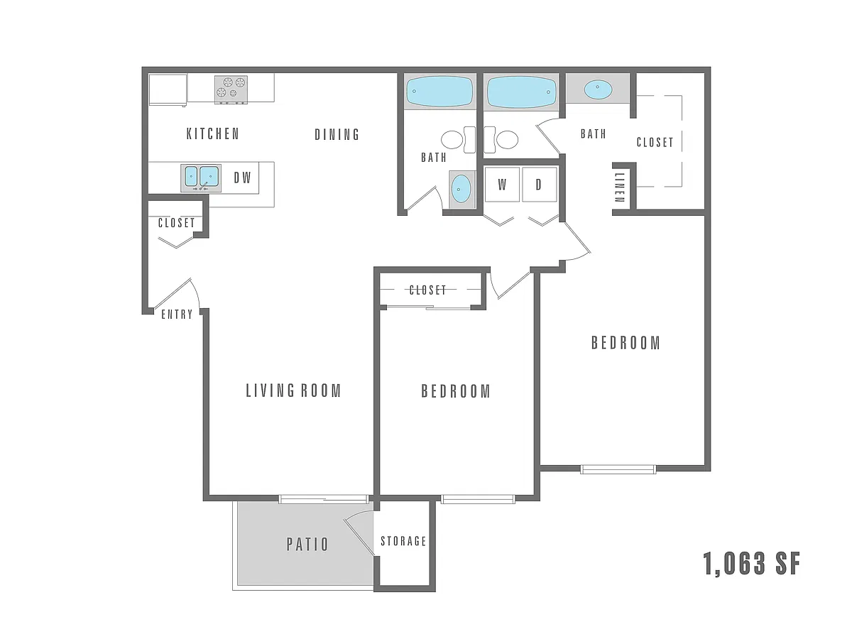 Floor plan 2 Bedroom 2 Bath