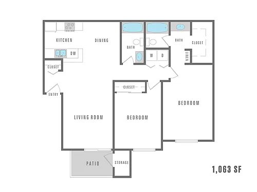 Floor plan 2 Bedroom 2 Bath